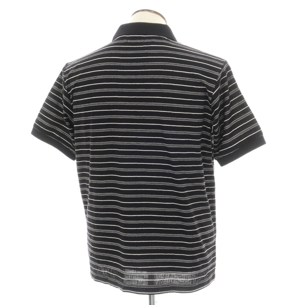 【中古】【未使用】マッキントッシュ ロンドン MACKINTOSH LONDON コットン ボーダー ロゴ ジャカード 半袖ポロシャツ ブラックxホワイト【サイズLL】【 状態ランクS 】【 メンズ 】
