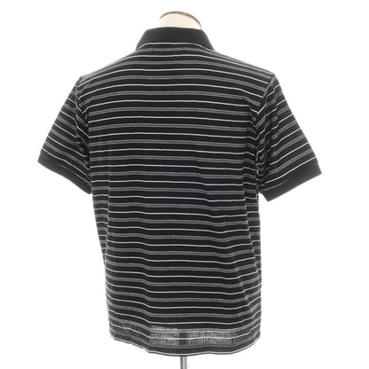 【中古】【未使用】マッキントッシュ ロンドン MACKINTOSH LONDON コットン ボーダー ロゴ ジャカード 半袖ポロシャツ ブラックxホワイト【サイズLL】【 状態ランクS 】【 メンズ 】