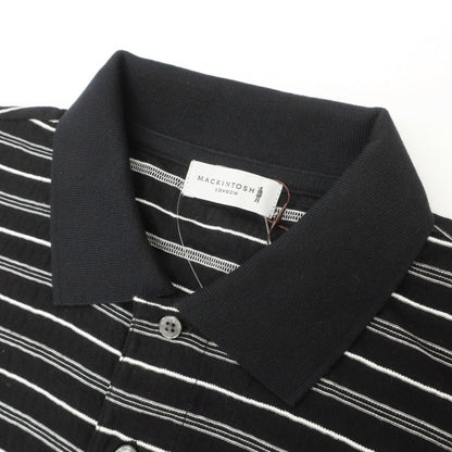 【中古】【未使用】マッキントッシュ ロンドン MACKINTOSH LONDON コットン ボーダー ロゴ ジャカード 半袖ポロシャツ ブラックxホワイト【サイズLL】【 状態ランクS 】【 メンズ 】