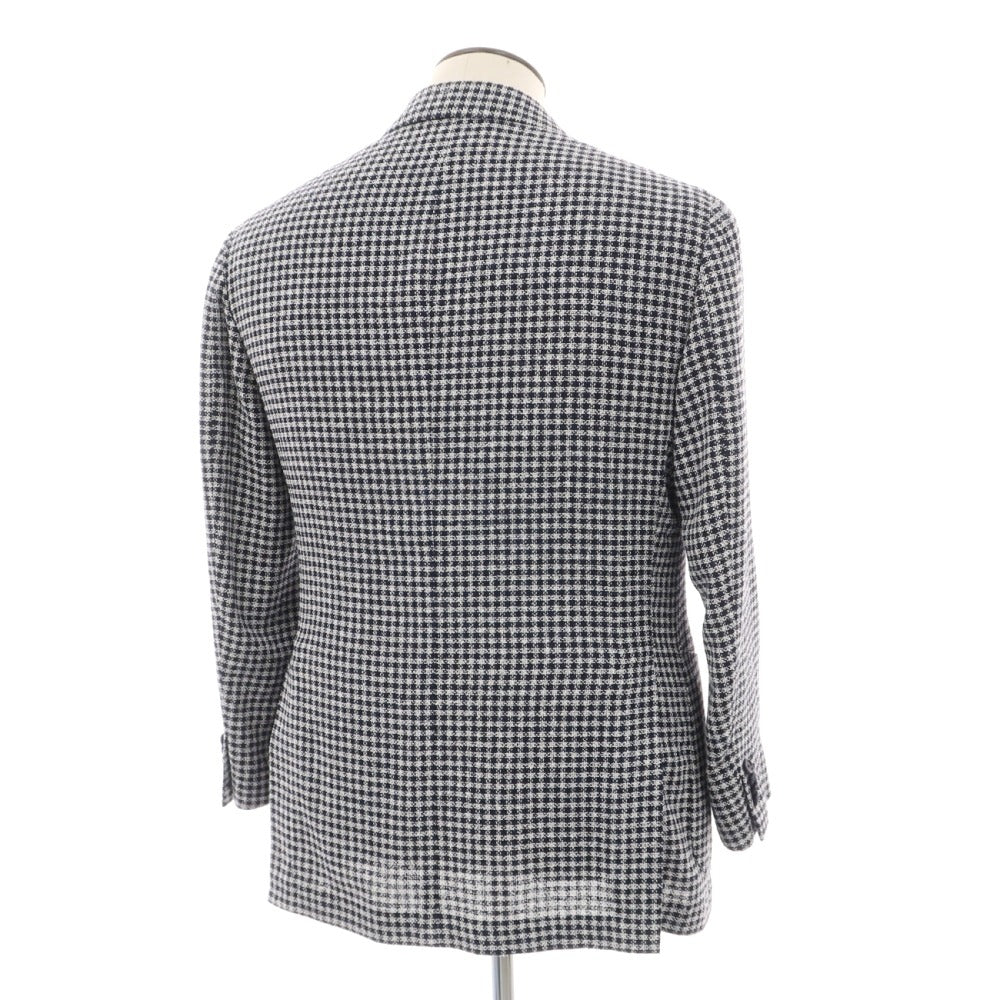 【中古】ティト アレグレット TITO ALLEGRETTO レーヨンコットンナイロン チェック 3B テーラードジャケット ネイビーxホワイト【サイズ50】【 状態ランクB 】【 メンズ 】