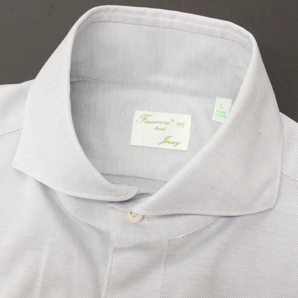 【中古】フィナモレ Finamore jersey コットン ワイドカラー カジュアルシャツ ライトグレー【サイズL】【 状態ランクB 】【 メンズ 】