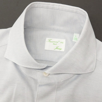 【中古】フィナモレ Finamore jersey コットン ワイドカラー カジュアルシャツ ライトグレー【サイズL】【 状態ランクB 】【 メンズ 】