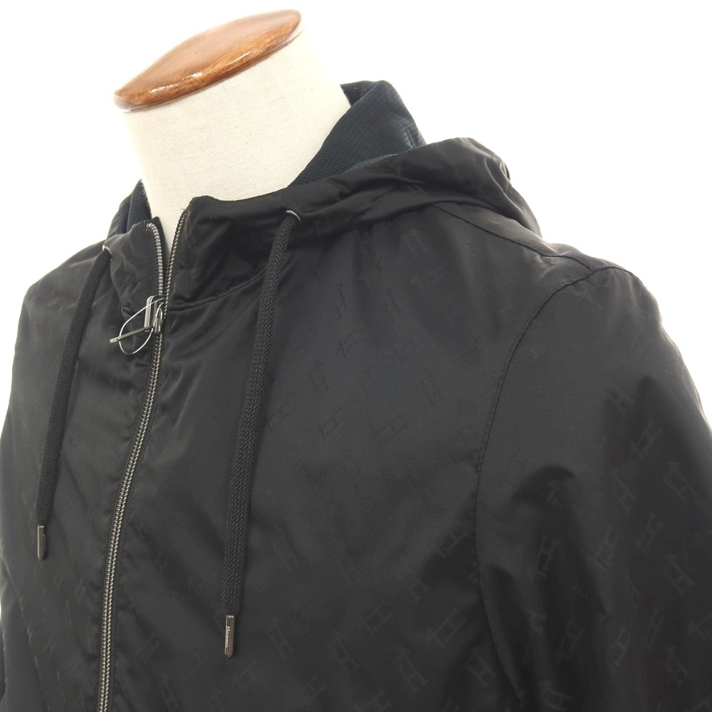 【中古】ヘルノ Herno リバーシブル モノグラム柄ジャカード＆ストレッチメッシュ シェルジャケット ブラック【サイズ46】【 状態ランクB 】【 メンズ 】