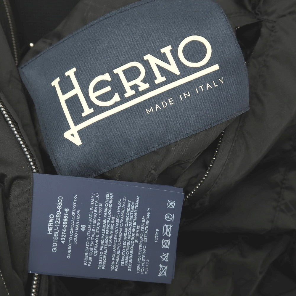 【中古】ヘルノ Herno リバーシブル モノグラム柄ジャカード＆ストレッチメッシュ シェルジャケット ブラック【サイズ46】【 状態ランクB 】【 メンズ 】