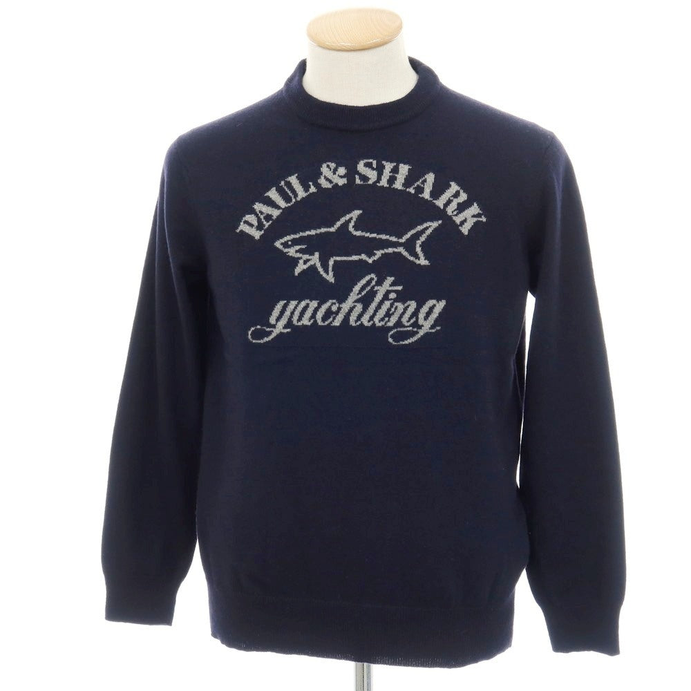 【中古】ポールアンドシャーク PAUL&amp;SHARK ナイロンエコウールレーヨンカシミヤ クルーネック プルオーバーニット ネイビー【サイズS】【 状態ランクB 】【 メンズ 】