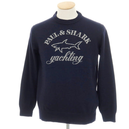 【中古】ポールアンドシャーク PAUL&amp;SHARK ナイロンエコウールレーヨンカシミヤ クルーネック プルオーバーニット ネイビー【サイズS】【 状態ランクB 】【 メンズ 】