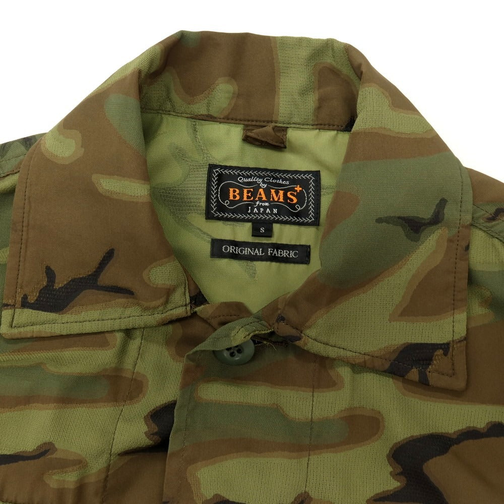 【中古】ビームスプラス BEAMS PLUS メッシュ カモフラージュ ジャカード マッピングプリント ミリタリージャケット オリーブ【サイズS】【 状態ランクB 】【 メンズ 】