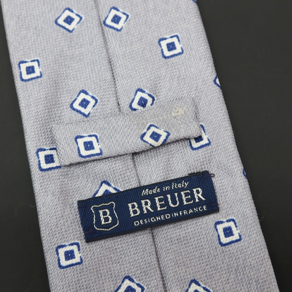 【中古】ブリューワー BREUER シルク プリント 小紋柄ネクタイ ライトグレー【 状態ランクC 】【 メンズ 】