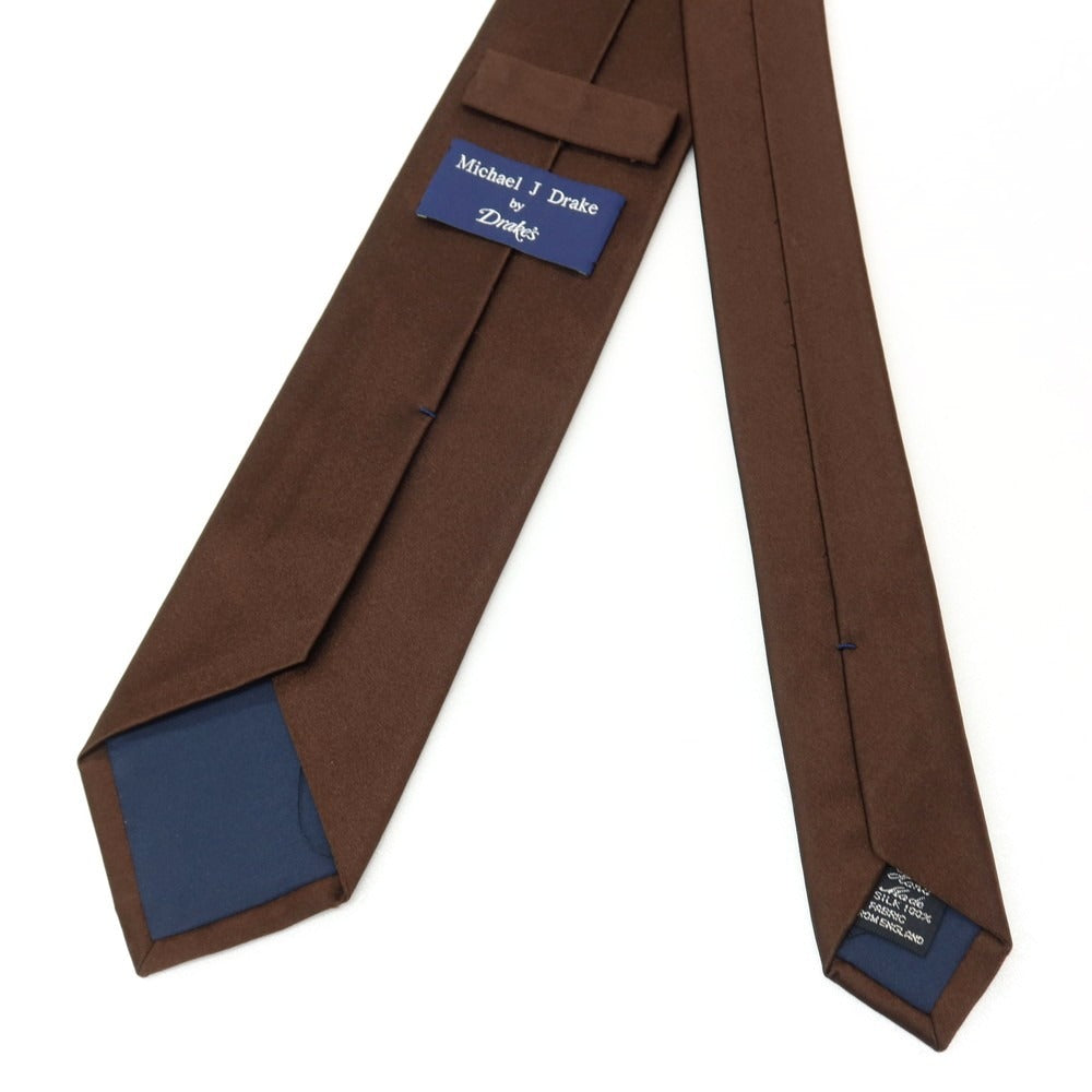 【中古】ドレイクス DRAKES シルク 無地ネクタイ ブラウン【 状態ランクB 】【 メンズ 】