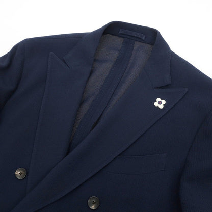 【中古】ラルディーニ LARDINI ウール ホップサック ダブル6B テーラードジャケット ネイビー【サイズ52】【 状態ランクD 】【 メンズ 】