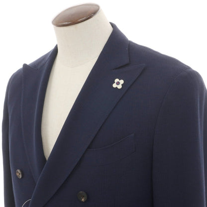 【中古】ラルディーニ LARDINI ウール ホップサック ダブル6B テーラードジャケット ネイビー【サイズ52】【 状態ランクD 】【 メンズ 】