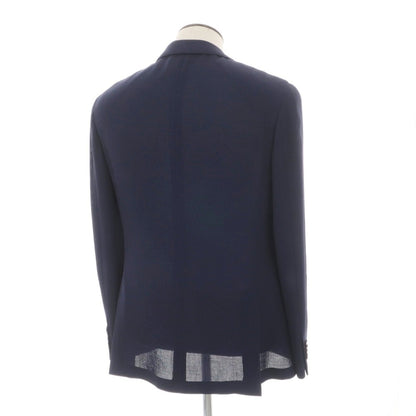 【中古】ラルディーニ LARDINI ウール ホップサック ダブル6B テーラードジャケット ネイビー【サイズ52】【 状態ランクD 】【 メンズ 】