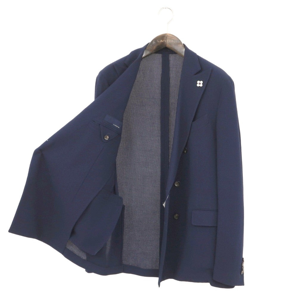 【中古】ラルディーニ LARDINI ウール ホップサック ダブル6B テーラードジャケット ネイビー【サイズ52】【 状態ランクD 】【 メンズ 】