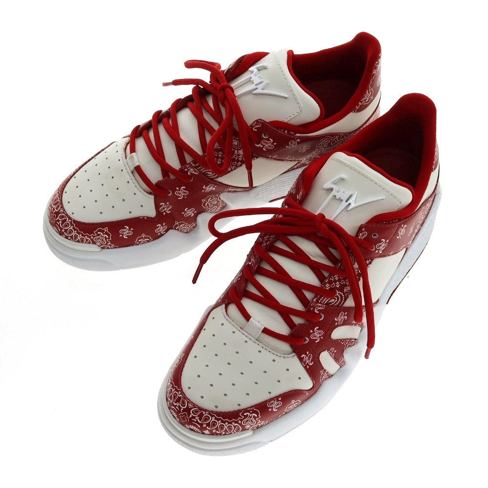 【中古】ジュゼッペザノッティ GIUSEPPE ZANOTTI バンダナ柄 レザー スニーカー レッドxホワイト【サイズ40】【 状態ランクB 】【 メンズ 】