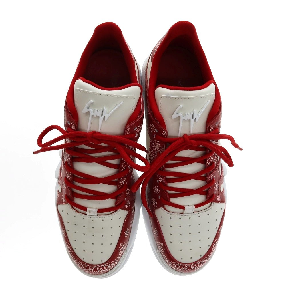 【中古】ジュゼッペザノッティ GIUSEPPE ZANOTTI バンダナ柄 レザー スニーカー レッドxホワイト【サイズ40】【 状態ランクB 】【 メンズ 】