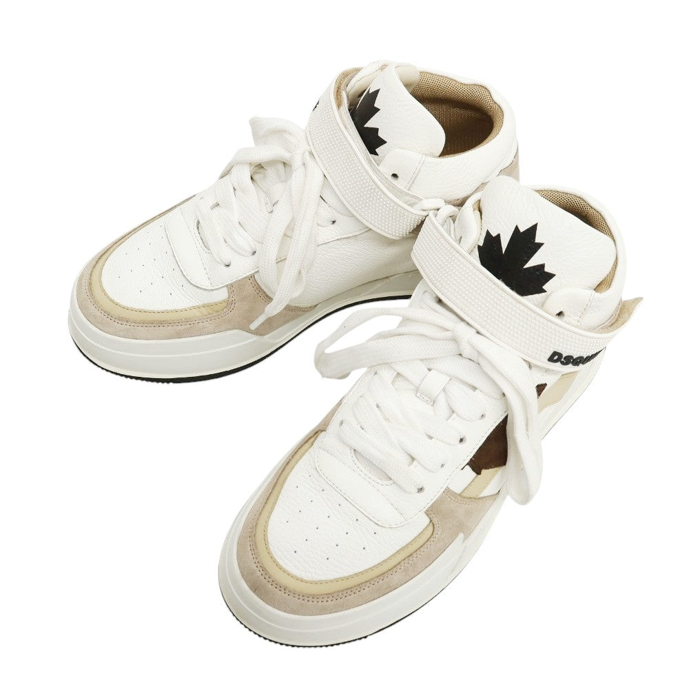 【中古】ディースクエアード DSQUARED2 Canadian レザー スニーカー ホワイトxベージュ【サイズ41】【 状態ランクB 】【 メンズ 】