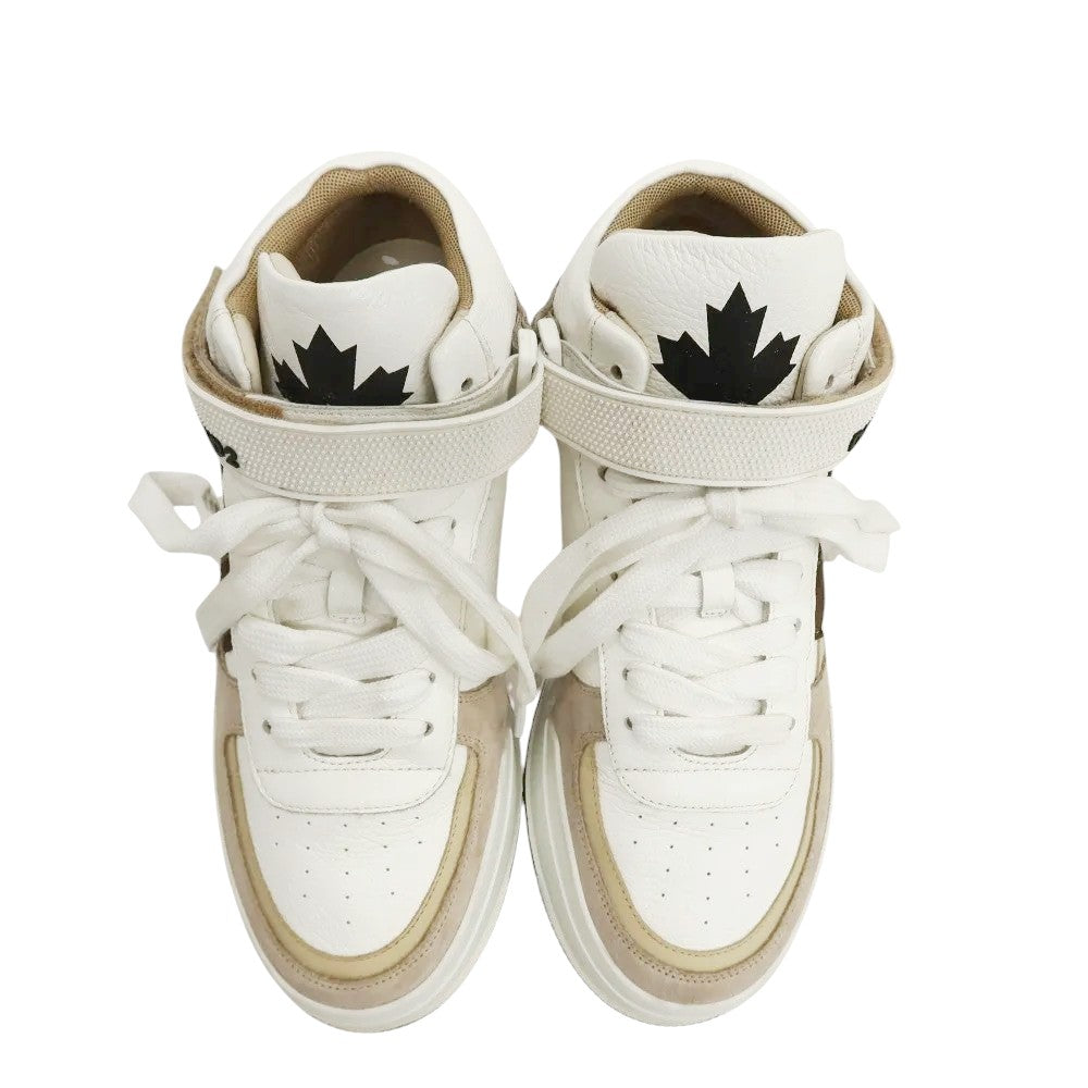 【中古】ディースクエアード DSQUARED2 Canadian レザー スニーカー ホワイトxベージュ【サイズ41】【 状態ランクB 】【 メンズ 】