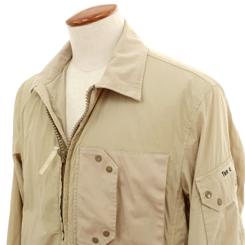 【中古】テンシー Ten c Mid Layer ジップアップ ナイロンジャケット ブルゾン ベージュ【サイズ46】【 状態ランクC 】【 メンズ 】