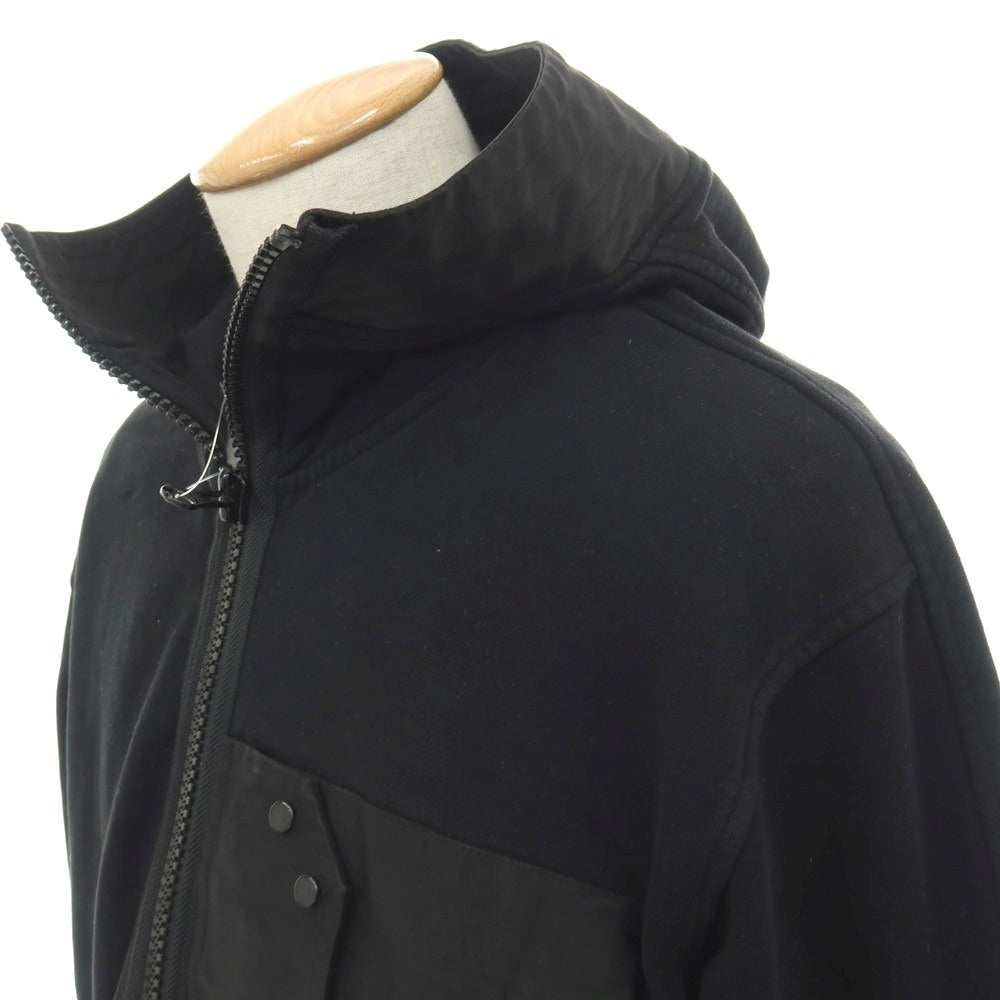 【中古】テンシー Ten c Knits コットン 異素材切り替え ハーフジップ プルオーバー パーカー ブラック【サイズS】【 状態ランクB 】【 メンズ 】