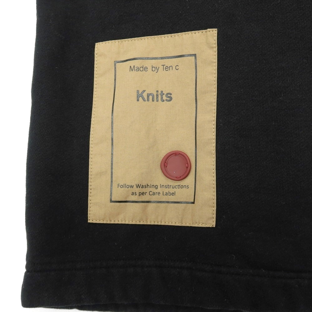 【中古】テンシー Ten c Knits コットン 異素材切り替え ハーフジップ プルオーバー パーカー ブラック【サイズS】【 状態ランクB 】【 メンズ 】
