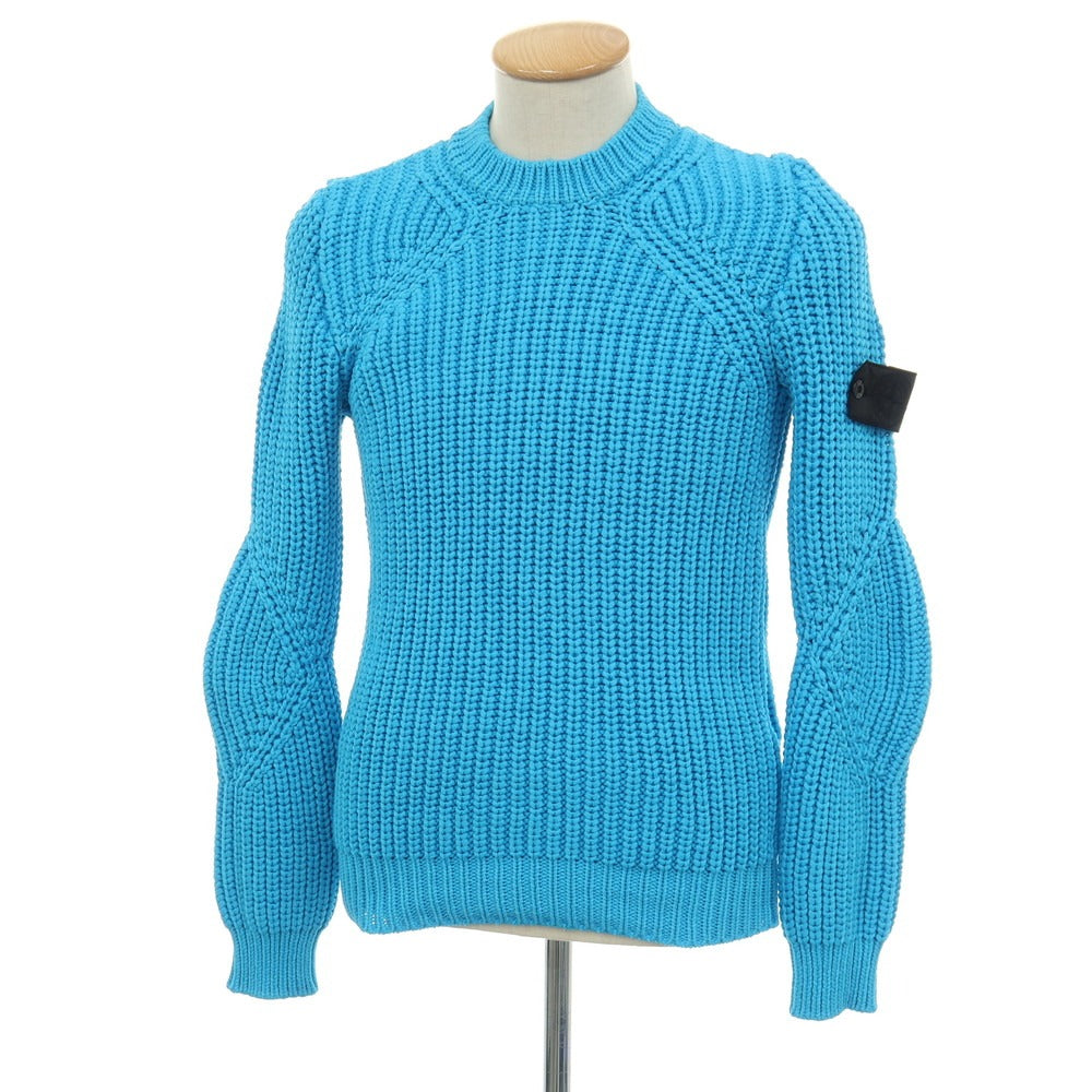 【中古】ストーンアイランド STONE ISLAND コットンナイロン クルーネック プルオーバーニット ライトブルー【サイズS】【 状態ランクB 】【 メンズ 】