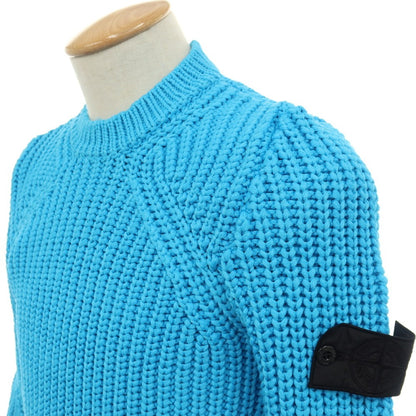 【中古】ストーンアイランド STONE ISLAND コットンナイロン クルーネック プルオーバーニット ライトブルー【サイズS】【 状態ランクB 】【 メンズ 】
