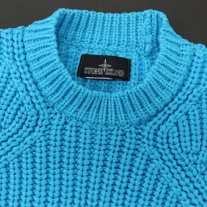【中古】ストーンアイランド STONE ISLAND コットンナイロン クルーネック プルオーバーニット ライトブルー【サイズS】【 状態ランクB 】【 メンズ 】
