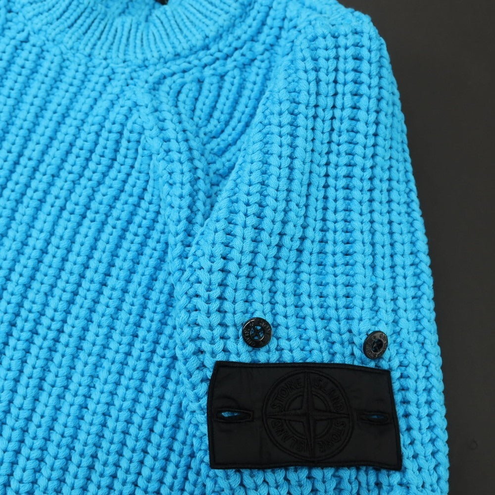 【中古】ストーンアイランド STONE ISLAND コットンナイロン クルーネック プルオーバーニット ライトブルー【サイズS】【 状態ランクB 】【 メンズ 】