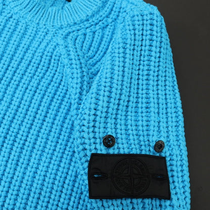 【中古】ストーンアイランド STONE ISLAND コットンナイロン クルーネック プルオーバーニット ライトブルー【サイズS】【 状態ランクB 】【 メンズ 】