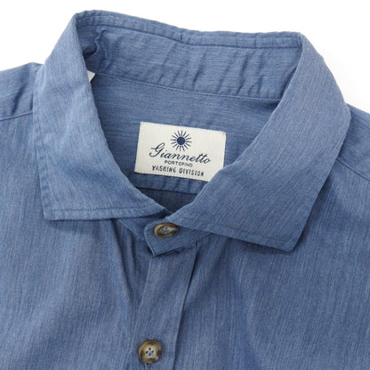 【中古】ジャンネット giannetto コットン セミワイドカラー カジュアルシャツ ブルー【サイズ42】【 状態ランクB 】【 メンズ 】