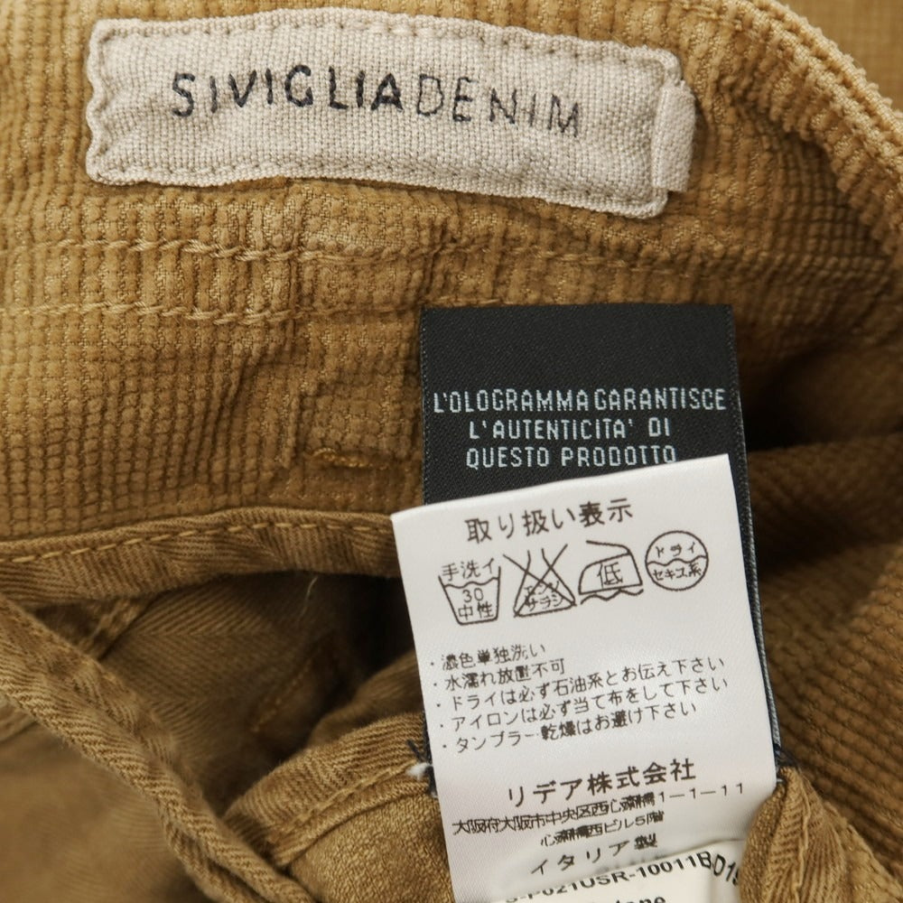 【中古】【未使用】シビリア SIVIGLIA ストレッチ コットン ブロック コーデュロイパンツ キャメル系【サイズ30】【 状態ランクS 】【 メンズ 】