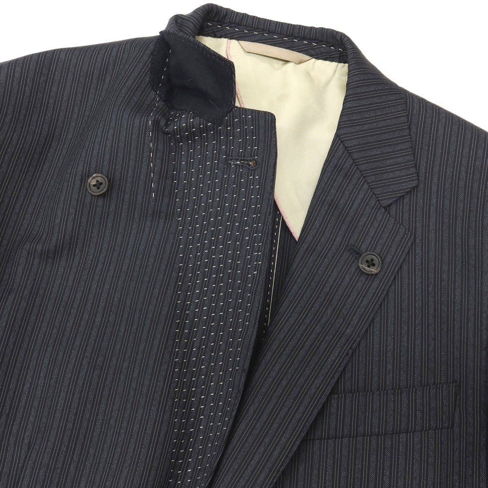 【中古】ポールスミスコレクション PAUL SMITH COLLECTION ウール ストライプ 2つボタンスーツ グレーxブラック【サイズM】【 状態ランクB 】【 メンズ 】