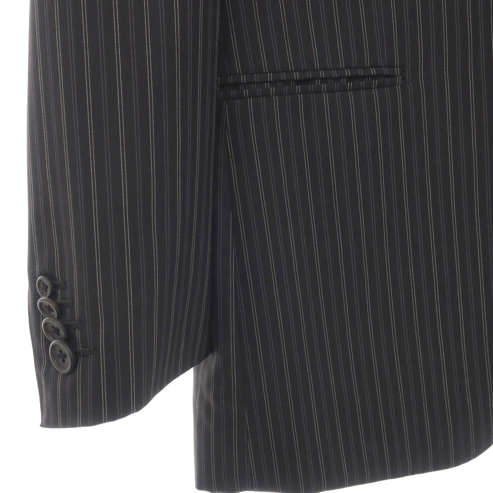 【中古】ポールスミスコレクション PAUL SMITH COLLECTION Super130’S ウール＆シルク ストライプ 2つボタンスーツ ブラックxグレー【サイズL】【 状態ランクC 】【 メンズ 】