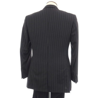 【中古】ポールスミスコレクション PAUL SMITH COLLECTION Super130’S ウール＆シルク ストライプ 2つボタンスーツ ブラックxグレー【サイズL】【 状態ランクC 】【 メンズ 】