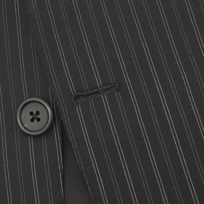 【中古】ポールスミスコレクション PAUL SMITH COLLECTION Super130’S ウール＆シルク ストライプ 2つボタンスーツ ブラックxグレー【サイズL】【 状態ランクC 】【 メンズ 】