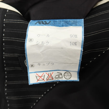 【中古】ポールスミスコレクション PAUL SMITH COLLECTION Super130’S ウール＆シルク ストライプ 2つボタンスーツ ブラックxグレー【サイズL】【 状態ランクC 】【 メンズ 】