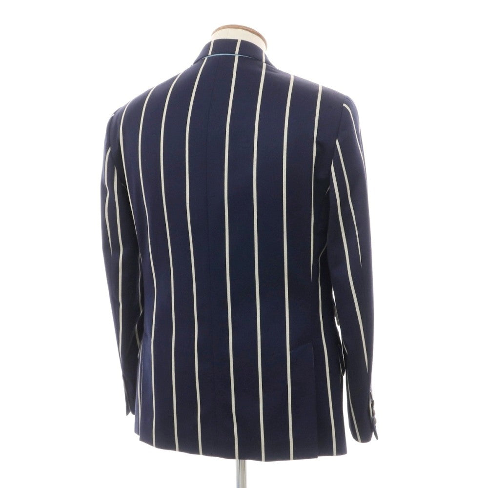 【中古】ハケットロンドン HACKETT LONDON ウールコットン ストライプ 3B テーラードジャケット ネイビーxホワイト【サイズ38】【 状態ランクB 】【 メンズ 】