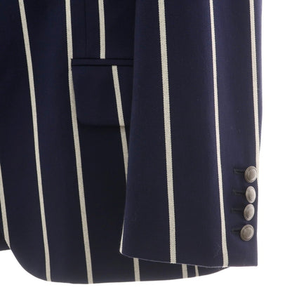 【中古】ハケットロンドン HACKETT LONDON ウールコットン ストライプ 3B テーラードジャケット ネイビーxホワイト【サイズ38】【 状態ランクB 】【 メンズ 】