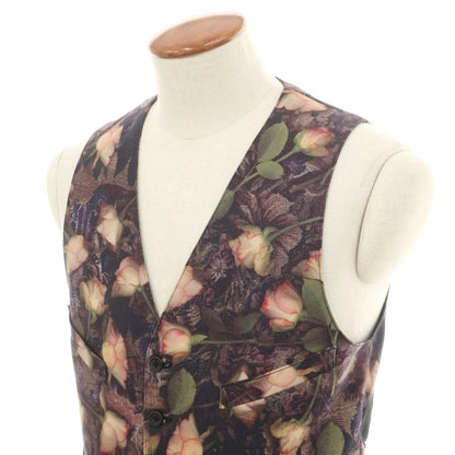 【中古】ポールスミスコレクション PAUL SMITH COLLECTION コットン ボタニカル柄 プリント カジュアル系ジレ ベスト ダークネイビーxグリーン【サイズL】【 状態ランクB 】【 メンズ 】