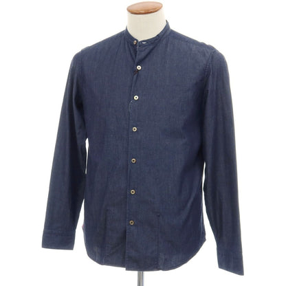 【中古】ポールスミスコレクション PAUL SMITH COLLECTION コットン バンドカラー カジュアルシャツ ネイビー【サイズM】【 状態ランクB 】【 メンズ 】