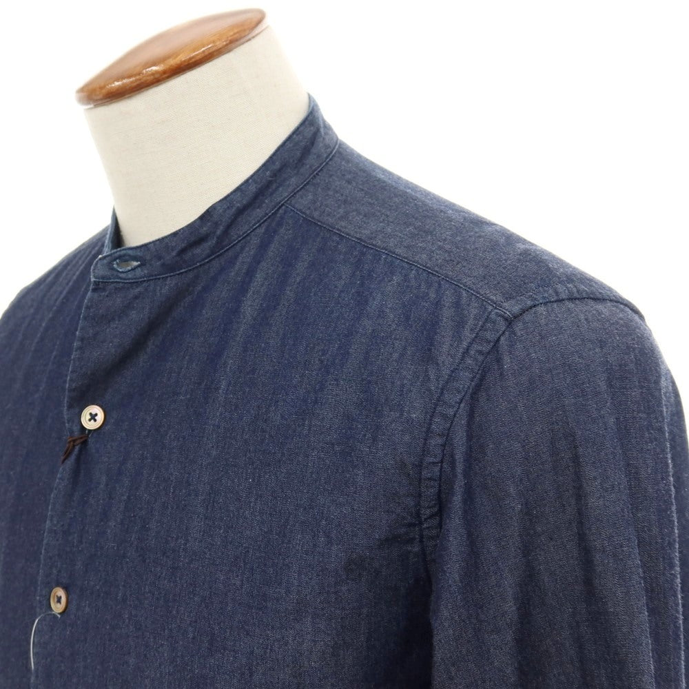 【中古】ポールスミスコレクション PAUL SMITH COLLECTION コットン バンドカラー カジュアルシャツ ネイビー【サイズM】【 状態ランクB 】【 メンズ 】