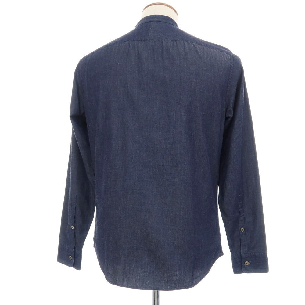 【中古】ポールスミスコレクション PAUL SMITH COLLECTION コットン バンドカラー カジュアルシャツ ネイビー【サイズM】【 状態ランクB 】【 メンズ 】