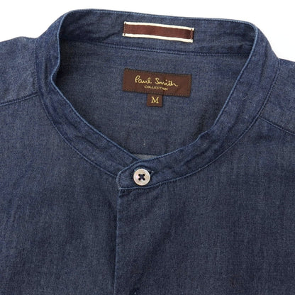 【中古】ポールスミスコレクション PAUL SMITH COLLECTION コットン バンドカラー カジュアルシャツ ネイビー【サイズM】【 状態ランクB 】【 メンズ 】