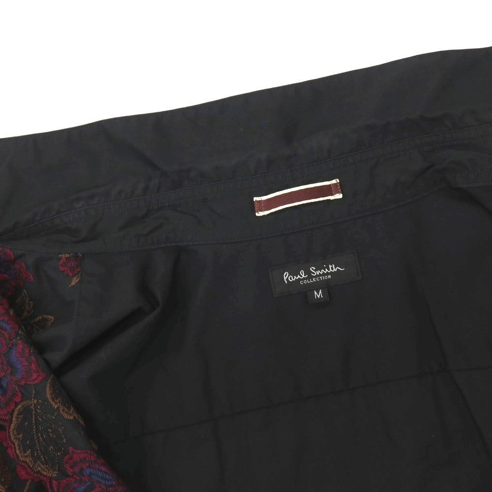 【中古】ポールスミスコレクション PAUL SMITH COLLECTION コットン 花柄 刺しゅう レギュラーカラー カジュアルシャツ ブラック【サイズM】【 状態ランクC 】【 メンズ 】