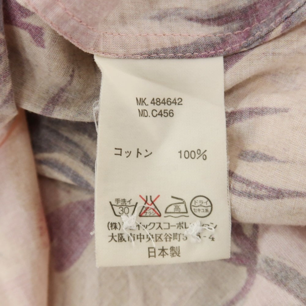 【中古】ポールスミスコレクション PAUL SMITH COLLECTION コットン 花柄 ボタニカル プリント レギュラーカラー カジュアルシャツ ピンクxベージュ【サイズM】【 状態ランクC 】【 メンズ 】