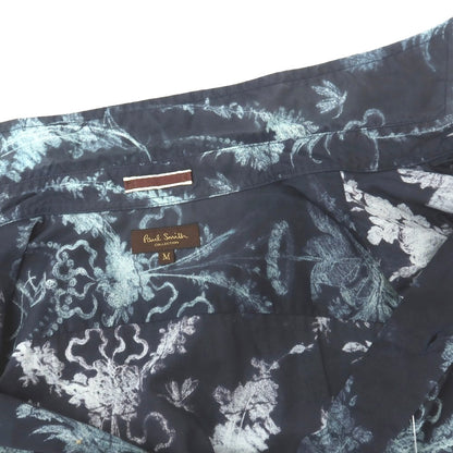 【中古】ポールスミスコレクション PAUL SMITH COLLECTION コットン 総柄 プリント レギュラーカラー カジュアルシャツ ネイビーxライトブルー【サイズM】【 状態ランクB 】【 メンズ 】