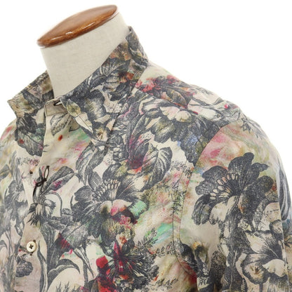 【中古】ポールスミスコレクション PAUL SMITH COLLECTION コットン ボタニカル プリント レギュラーカラー カジュアルシャツ ライトベージュxブラック【サイズM】【 状態ランクB 】【 メンズ 】