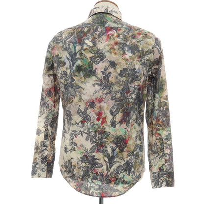 【中古】ポールスミスコレクション PAUL SMITH COLLECTION コットン ボタニカル プリント レギュラーカラー カジュアルシャツ ライトベージュxブラック【サイズM】【 状態ランクB 】【 メンズ 】