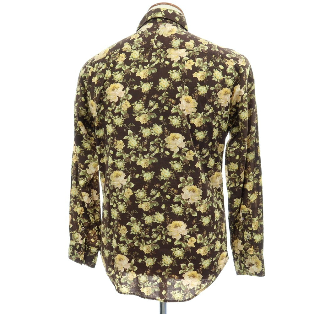 【中古】ポールスミスコレクション PAUL SMITH COLLECTION コットン 花柄 プリント カジュアルシャツ ダークカーキxグリーン【サイズM】【 状態ランクB 】【 メンズ 】