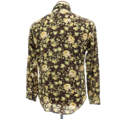 【中古】ポールスミスコレクション PAUL SMITH COLLECTION コットン 花柄 プリント カジュアルシャツ ダークカーキxグリーン【サイズM】【 状態ランクB 】【 メンズ 】